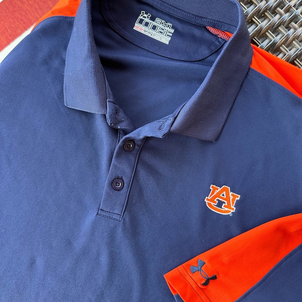 UNDER ARMOUR Men’s Navy & Orange ‘AUBURN’ Performance Golf Polo Shirt - Sz XXXL